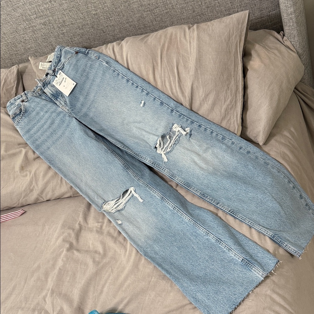 Zara Light Blue Straight Leg Jeans